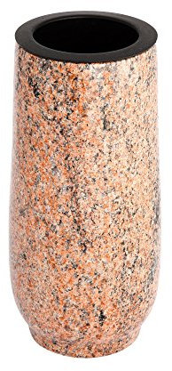 Afterglow Élégant vase funéraire classique en granit véritable, multicolore, hauteur : 20 cm, diamètre : 10 cm, résistant aux intempéries et au gel, avec insert en plastique