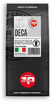 Caffè Pascucci | Caffe Macinato Per Moka Caffettiera Caffettiera Napoletana Miscela Dek Decaffeinato Tostatura Scura Caffe In Polvere 250 g Pacchetto Salva Aroma