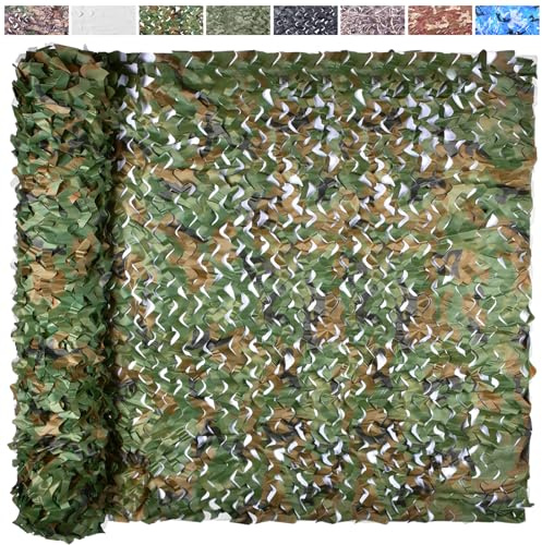 Yeacool Camo Netting Camouflage Netting Camo Blind Army Net Sunshade Mesh for Hunting Military Decorations Party Shooting (Woodland Camo, 6.5ftx4.9ft, 2m*1.5m)