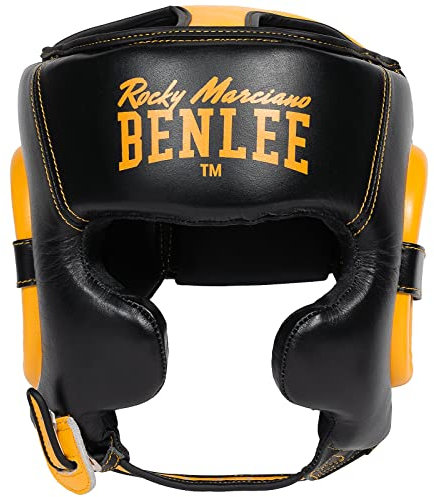 BENLEE Kopfschutz aus Leder Brockton S/M, Black/Yellow