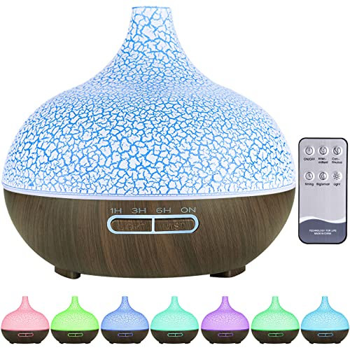 Purpledi Diffusore di Oli Essenziali,550ml Diffusore di Aromi,Umidificatore Ambiente Fino a 8 Ore di Lavoro,Diffusore Ambiente Luci Notturne 7 Colori,Senza BPA,per Yoga,Spa,Camera da Letto