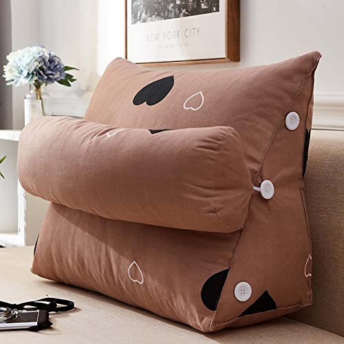 VORPHY Dreieckiges Lesekissen, Sofa-Taillenkissen, Rückenkissen, Keilkissen mit verstellbarem Nackenkissen und Taschen, Rücken- oder Kniestütze, weiches Rückenlehne-Bettkissen mit Reißverschlussbezug