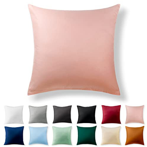Alreya Renforcé Kissenbezug 50 x 50 cm - 100% Baumwolle mit Reißverschluss, Superweicher Kopfkissenbezug 50x50, Kissenhülle, Baby Pink Babyrosa, nur Kissenbezug