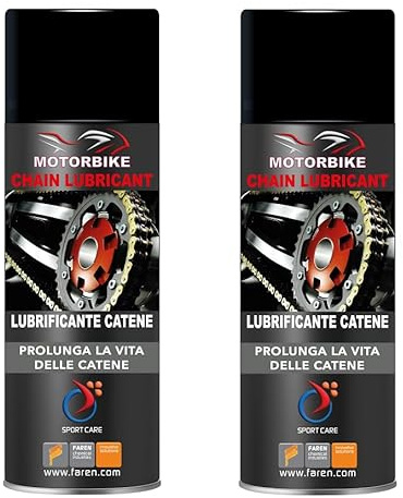 Faren CHAIN LUBRICANT,Linea Motorbike, Lubrificante Spray specifico per Catene Moto, Riduce l'allungamento della catena prolungandone vita di servizio, 200ml (2)