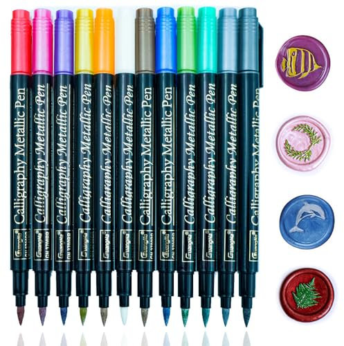Ioggtser Wachssiegelstift, Metallic-Marker, weicher Spitze, Dekorationsfarbe für Wachssiegelmuster, Premium-Qualität für Umschläge und Siegelwachs, passend für alle Wachssiegelperlen