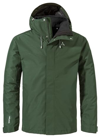 Schöffel Herren 3in1 Jacket Style Okere MNS, wasserdichte, atmungsaktive Outdoorjacke mit herausnehmbarer Fleecejacke, warme 3in1 Jacke mit verstellbarer Kapuze, dark jade, 56