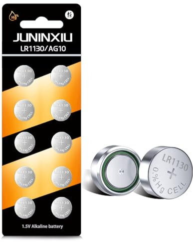 JUNINXIU LR1130 Batterien L1131F Batterie AG10 Batterie 189 389 LR54 V10GA Alkaline 1,5 V Knopfzellenbatterien (10 Stück)
