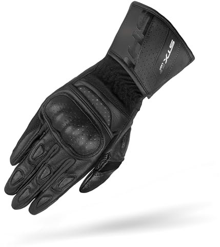 SHIMA STX Gants Moto Homologué Femme Cuir Longues Ete Ventilé Protecteur Perforé Gant Protecion Norme Touchscreen Sport Ventilation Scooter Trotinette Motocyclette (Femmes, Noir, M)