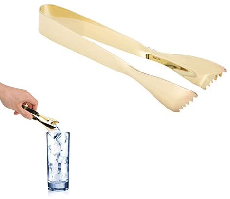Pinzas Para Hielo Para Cubo De Hielo, Pinzas Para Servir, Pinzas Para Barra, Acero Inoxidable Grueso De Grado Alimenticio Que Evita El Deslizamiento De Azúcar, Pinzas Para Alimentos(Oro)