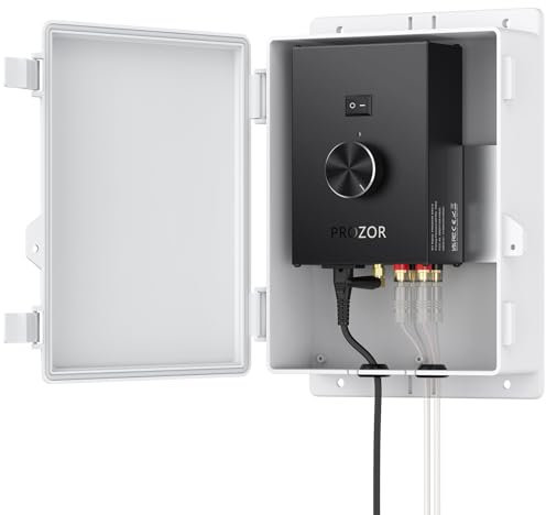 PROZOR Amplificateur Audio Extérieur Puissance de Crête 200W+200W Bluetooth 5.0 avec Alimentation Ampli 30V 5A Amplificateur Étanche avec Boîtier TPA3221 pour Patio Piscine Jardin Fête