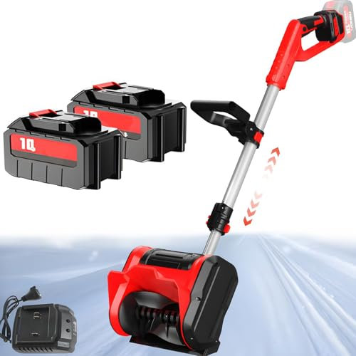 XoTiq Spazzaneve Senza Fili, Spazzaneve Elettrico, Spazzaneve Senza spazzole, Batteria da 10 V, Pala da Neve elettrica per vialetto con Impugnatura Anteriore Regolabile e Asta telescopica, Larghezza