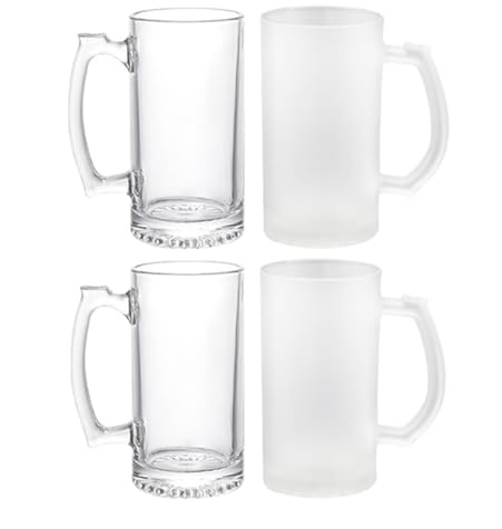 XKONG Beer Glasses for Freezer,Beer Glasses for Freezer, 500ml /16oz Beer Drinking Glasses, Traditional Stein for Bar, Alcohol, Beverages，4PCS