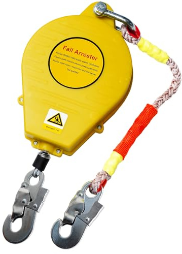 BOVDC Dispositivo Anticaida Retractil Homologado Tejados(Amarillo,15m) | Linea de Vida Retractil Tejado Homologado 150kg, Verde/Amarillo Arnes Seguridad Retractil Anticaidas 3-20m Trabajos en Altura