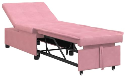 vidaXL Soffsäng Rosa 194 x 67 x 82 cm Sammet, Vardagsrum, Modern, Omvandlingsbar Bäddsoffa, Lyxigt Sammet Sittande, Utrymmessparande, Multifunktionell Inomhus Lounge