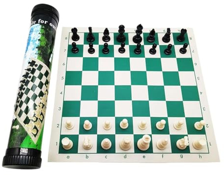 KiBcsLic Set di Scacchi da Torneo con Pezzi Completi E Scacchiera Arrotolabile Gioco Educativo Portatile dal Design Leggero Adatto per Principianti E Esperti, 52cmx8cmx8cm