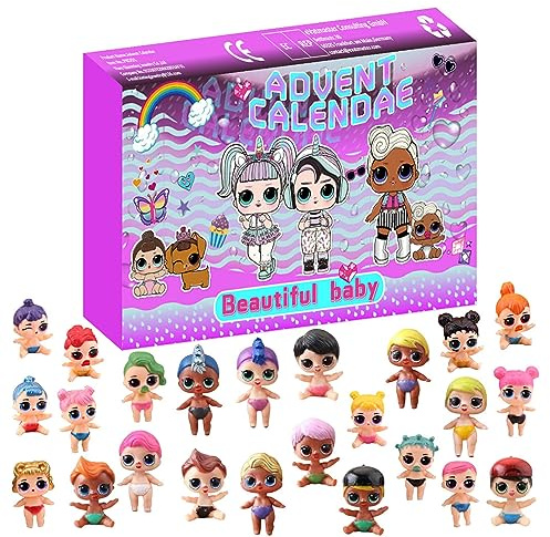 Calendario dell'Avvento 2025 per bambine con pupe, 24 giorni di calendario di Natale con 24 sorprese, minifigure, regalo di Natale per bambine