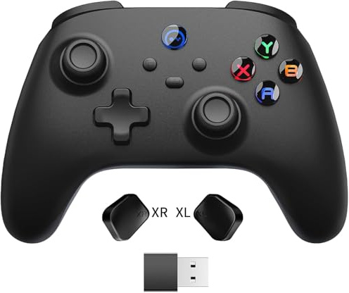 PC Controller Wireless für Windows/Steam Deck, Gaming Controller PC mit Zurück Taste, Hall Effekt Joystick & Trigger mit 2,4G-Dongle, Bluetooth Game Gamepad für Android/iPhone/Switch 2/Handy, Schwarz