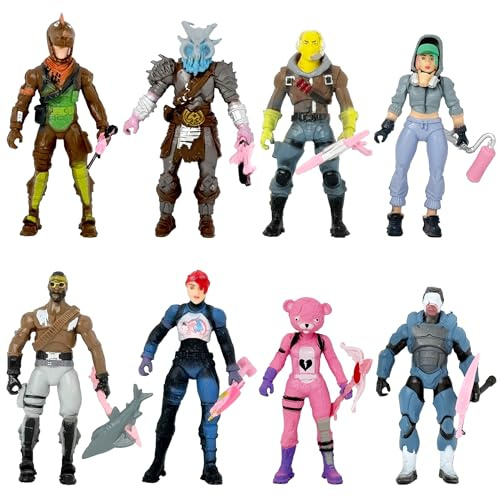 Fantasix 8 Pcs Collectible Figures Game Character Figurines with Weapon Gaming Gift for fans Game Accessories for Room and Desk Setup