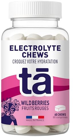 TA Energy Electrolytes Chews – Pastilles Électrolytes à Croquer, Hydratation Rapide Sport (Sodium, Potassium, Magnésium) – Anti Crampes – Running Trail Cyclisme – Fruits Rouges