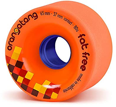 Orangetang Longboard Profi Wheels Fat Free 65 mm/80a Orange – Longboard Cruiser Wheelset (4 rullar)