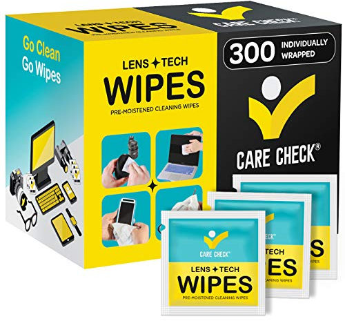 Care Check Lens Wipes, 300 Pre-Moistened Cleaning Wipes for Cameras, Laptops, Cell Phones, Eyeglasses, Other Screens and More