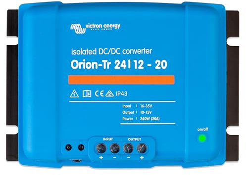Victron Energy Orion-Tr IP43 24/12-Volt 20 amp 240-Watt DC-DC Omvandlare, Isolerad | 24/12-volt 20 amp 240-watt, IP43-skyddad, för dubbla batterisystem, isolerad