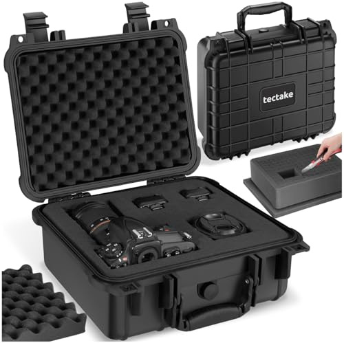 tectake® Caja organizadora plastico, Insertos de gomaespuma, Impermeable, Resistente a la corrosión, maletin Organizador con válvula de presión, Caja estanca Exterior - 35 x 34 x 15,5 cm