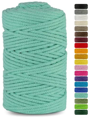 Netuno cordón de algodón con núcleo de algodón Color celadón 5mmx100m Cuerda Natural Hilo para Macrame atrapasueños decoración artesanía Bricolaje hogar Plantas Crochet Joyas jardín Cordel