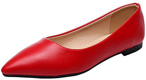 ANUFER Mujer Dedo del Pie Puntiagudo Zapatillas de Ballet Señoras Punta Cerrada Ponerse Zapatos de Salón de Vestir Verde SN070679 EU40.5