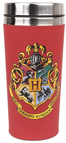 Harry Potter - HP Travel Mug - 450 ml/15.5 oz - BPA Free - Double Wall Stainless Steel Thermal Insulated -Temperature Control for Up to 8 hrs - Gift for Girls Gryffindor Hogward
