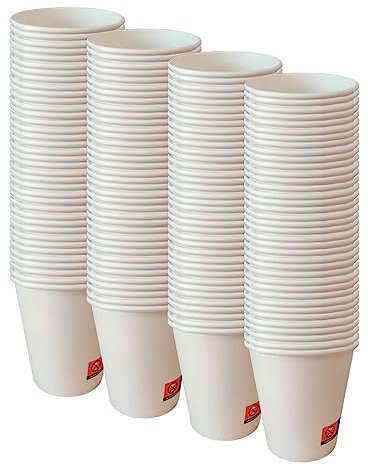 AC ALL CATERING 100 Vasos Desechables de Café Para Llevar - Vasos Cartón para Servir el Café, el Té, Bebidas Calientes y Frías (7 oz - 200 ml, Blanco)…
