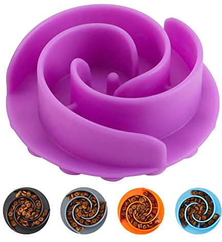Slow Feeder Dog Bowls Insert, Animire Soft Silicone Slow Eating Dog Food Bowl for Small, Medium and Large Dogs, Compatible with Regular and Elevated Bowls
