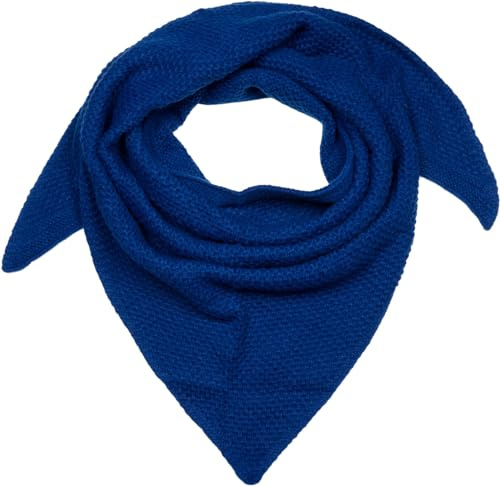 styleBREAKER Señoras XXL de punto triángulo bufanda unicolor con grano de arroz patrón de punto, caliente otoño invierno maxi triángulo bufanda 01020048, color:Azul oscuro