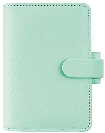 Filofax Saffiano Organizer, Mini Size, Neo Mint - Cross-Grain, Leather-Look, Five Rings, Week-to-View Calendar Diary, Multilingual, 2025 (C028804-25)