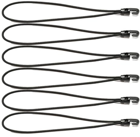 LONZIKP 6 Pièces Tendeur Multifonctionnel en Latex avec Crochet pour Camping, Bâche de Remorque, Couverture de Piscine (25 cm) (Noir)
