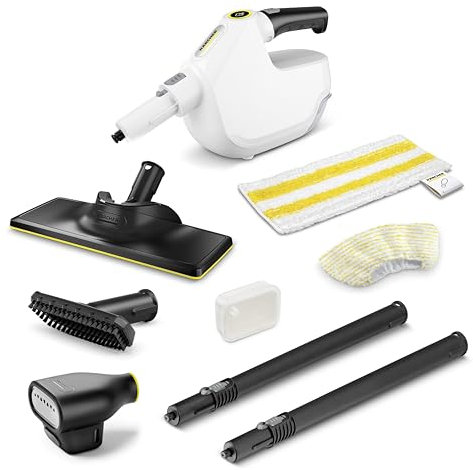 Kärcher Dampfreiniger SC 1 Multi & Up Textile Edition, Aufheizzeit: 30 s, Flächenleistung: ca. 30 m², Tank: 0,2 l, Gewicht: 1,6 kg, Bodendüse EasyFix Large mit Mikrofaser-Bodentuch, inkl. Dampfglätter