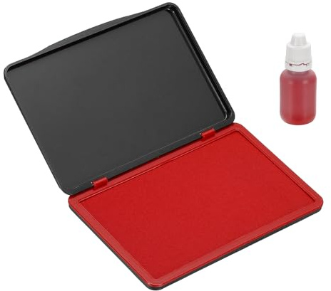 PATIKIL 17 cm x 12 cm stor stämpeldyna, tvättbar hantverksbläckdyna med bläck för gummi stämpelkorttillverkning klippbok fingeravtryck fotavtryck handavtryck, röd/svart