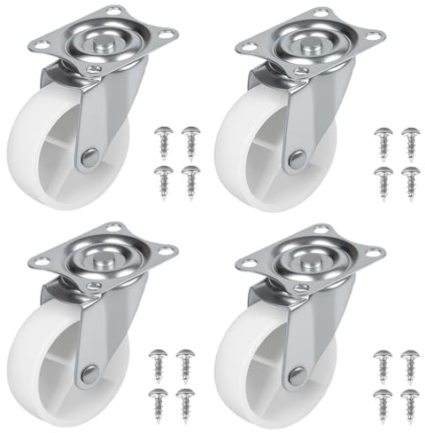 4 Pezzi 1,5 Pollici Ruote Per Spostare, Ruote per Carrello da 40 mm in Gomma, 360° Pivotantes Pesanti Ruota Di Ricambio Per Mobili Con Viti, Silenziose e Scorrevoli Ruota Girevoli per Mobili Piccole