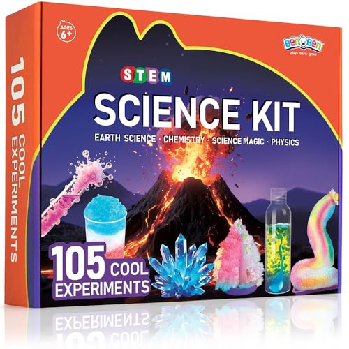 BenBen 105+ Science Experiments for Kids, Fun Science Kits for Kids age 6 8 10 Educational STEM Toys Gift for Boys and Girls