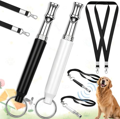 SUpoetry 2 PCS Fischietti a Ultrasuoni per Cani, Fischietti per Addestramento Cani con Frequenza Regolabile, per Il Richiamo dei Fischietto per Cani Antiabbaio, Fischietti per Cani di Tutte Le Razz