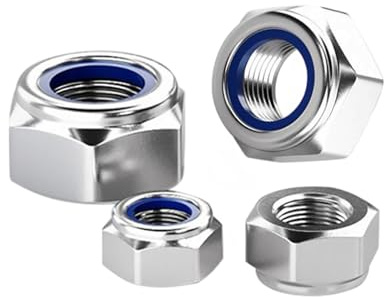 HAISHANG 50 Piezas Tuercas Hexagonales M5 A2 V2A de Acero Inoxidable,Autoblocantes DIN985 con Insertos de Nylon,Tuercas de Bloqueo Negras para Pernos y Tornillos