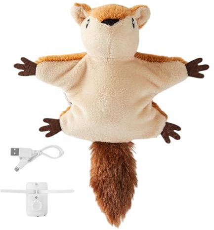 Teaser para gatos activado por movimiento electrónico: señuelo de presa de plumas revoloteando, sonidos de chirrido realistas, movimiento aleatorio automático, bolsa de hierba gatera recargable | Jueg