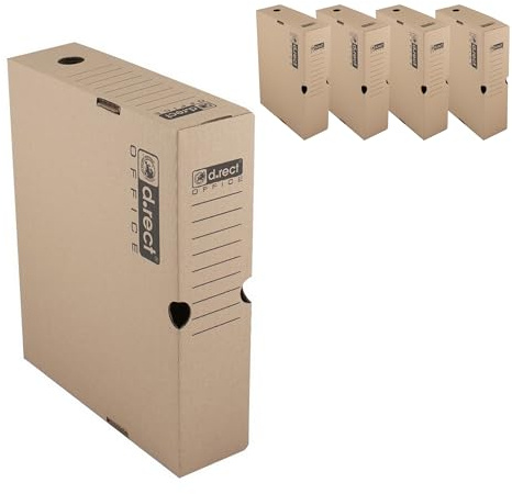 ‎D.RECT KEEP.IT Scatole Archivio A4 Set da 5 – Contenitori Archiviazione 80 mm – Cartone Ondulato 3 Strati Alcalino Anti Ingiallimento – Certificazione FSC – Organizzazione Documenti