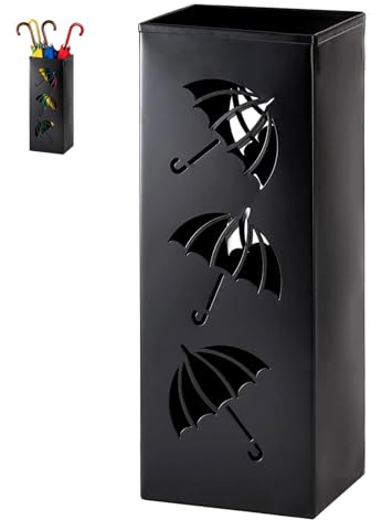 Square Metal Umbrella Stand Holder, 16x16x42CM Umbrella Stand for Hallway | Outdoor Umbrella Stand, Indoor Umbrella Wrapper Stand, Freestanding Umbrella Holder, Umbrella Holder for Home, Office, Hotel