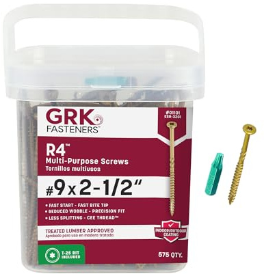GRK Fasteners R4™ #9 x 2-1/2 Multi-Purpose Framing Screws, 575 PCS