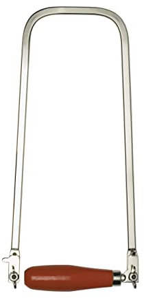 Sierra de marquetería – Fabricado en Alemania, arco de sierra de hoja de acero, 10 x 5 mm de acero plano, 320 mm de extensión, ideal para hojas de madera contrachapada, sierra de marquetería, sierra