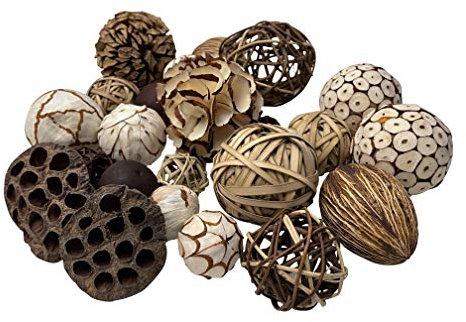khevga Tischdeko Dekokugeln Natur Dekobälle Rattanbälle 25 Teile – Deko Set aus Naturmaterialien für stilvolle Tischdekoration, Vintage-Deko, Boho-Dekoration und kreative Bastelideen