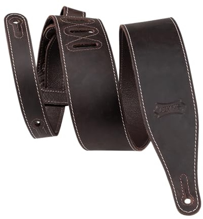Levy's M17BASDBR 2.5-inch Wide Butter Leather Guitar Strap - Dark Brown