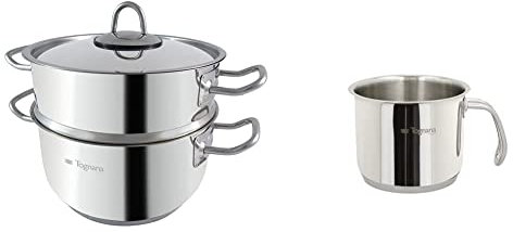 Tognana V5758Y1INSL Set Vaporiera, Acciaio Inossidabile, Argento, 3 Unita & Vanitosa Bollilatte, Acciaio Inossidabile, Argento