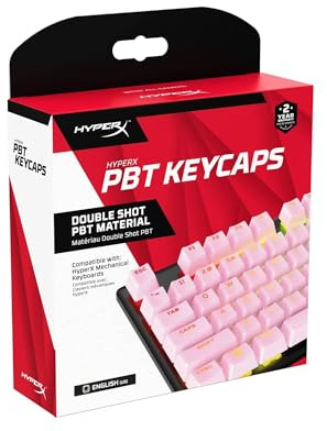 HyperX PBT Keycaps – Full Key Set, Double Shot PBT Material, English (US) Layout, 104 Keys – Pink